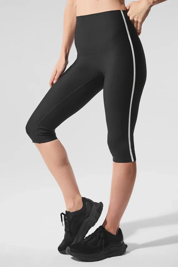 Capri High-Waist Airlift « Super Sleek » à contrastes - Noir/Blanc