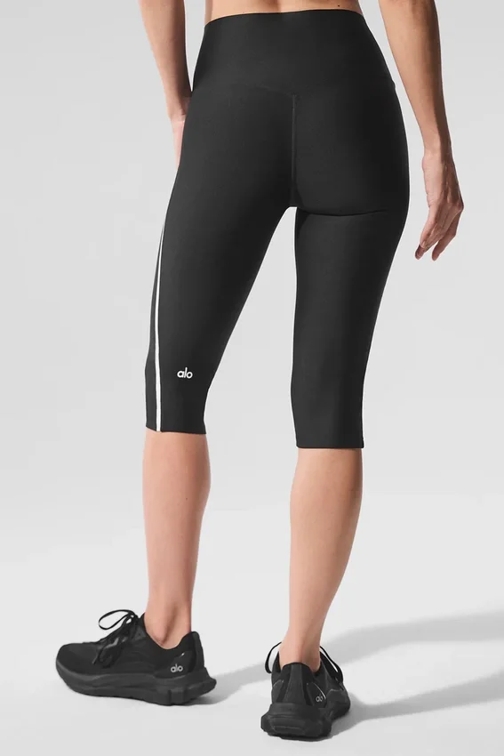 Capri High-Waist Airlift « Super Sleek » à contrastes - Noir/Blanc