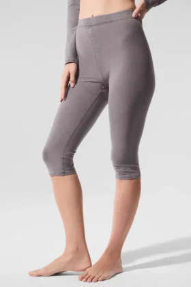 Capri « Iconic 90'S » High-Waist Alosoft délavé – Délavage gris froid