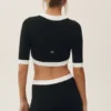 Cardigan court « Capri Dream » en coton et cachemire - Noir/Blanc