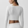 Cardigan court côtelé Whisper - Blanc
