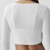 Cardigan court côtelé Whisper - Blanc