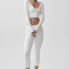 Cardigan court côtelé Whisper - Blanc