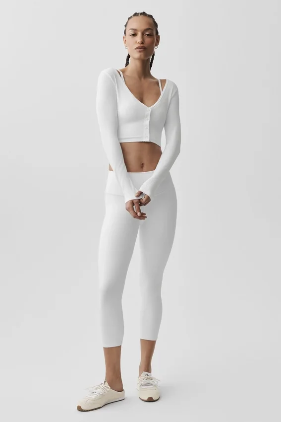 Cardigan court côtelé Whisper - Blanc