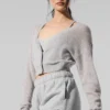 Cardigan court en cachemire transparent - Gris chiné athlétique