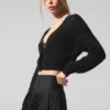Cardigan court en cachemire transparent - Noir