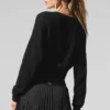 Cardigan court en cachemire transparent - Noir