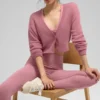 Cardigan court en cachemire transparent - Rose sauvage