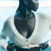 Cardigan court en cachemire voilé - Ivoire