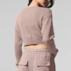 Cardigan court en cachemire voilé - Taupe