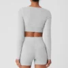 Cardigan court « Me Time » en Alolux – Gris chiné athlétique