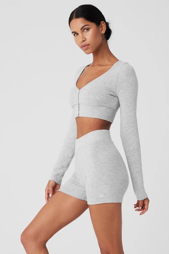 Cardigan court « Me Time » en Alolux – Gris chiné athlétique