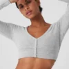 Cardigan court « Me Time » en Alolux – Gris chiné athlétique