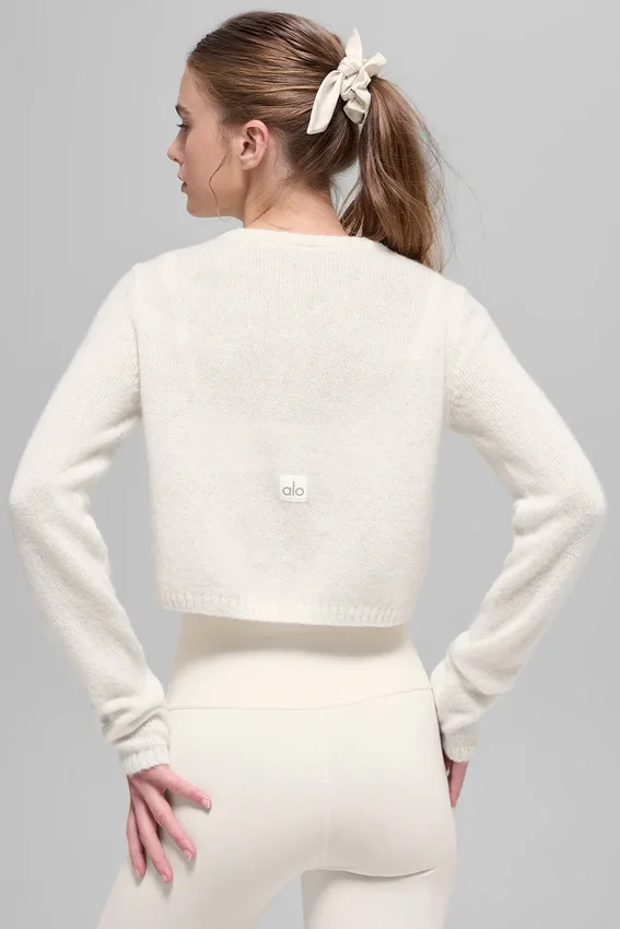 Cardigan court New Class en laine et cachemire - Ivoire