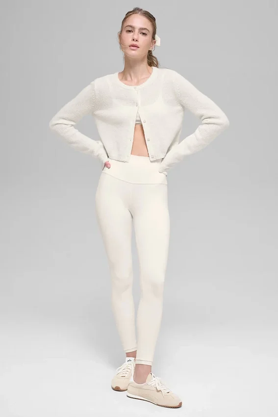 Cardigan court New Class en laine et cachemire - Ivoire