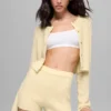 Cardigan court « New Class » en laine et cachemire - Jaune bougie