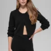 Cardigan court New Class en laine et cachemire - Noir
