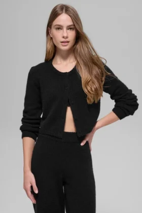 Cardigan court New Class en laine et cachemire - Noir