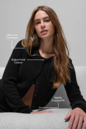 Cardigan court New Class en laine et cachemire – Noir