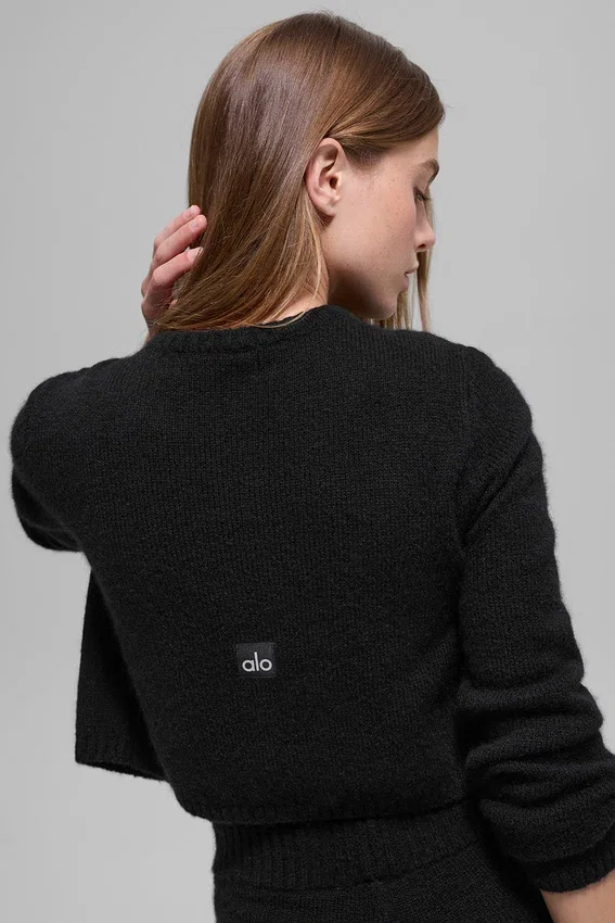 Cardigan court New Class en laine et cachemire - Noir