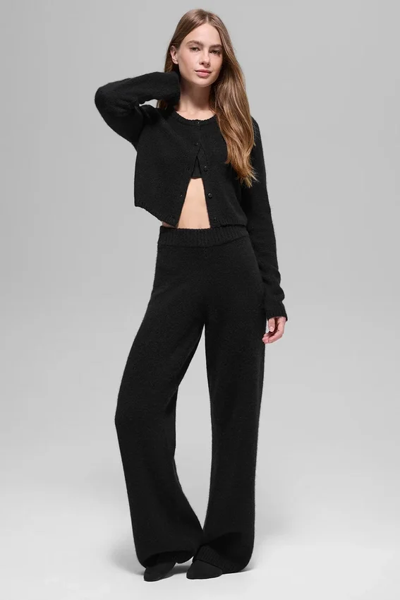 Cardigan court New Class en laine et cachemire - Noir