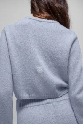 Cardigan court « New Class » en laine et cachemire – Winter Frost