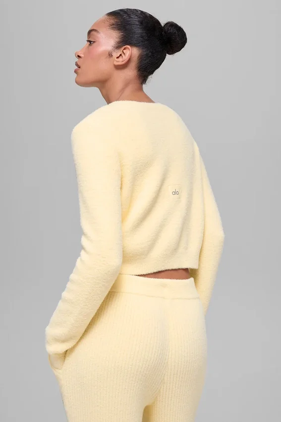 Cardigan court « Snuggle up » - Jaune bougie