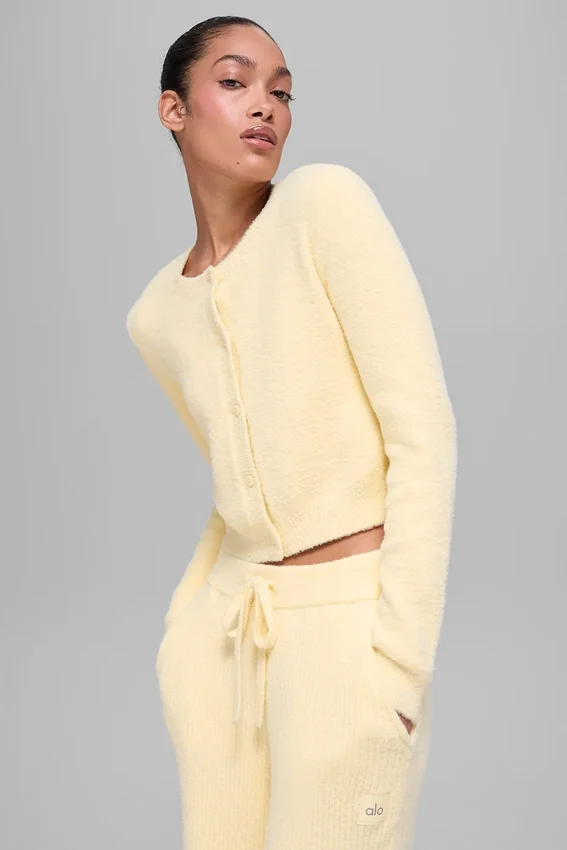 Cardigan court « Snuggle up » - Jaune bougie