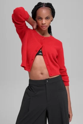 Cardigan court « Snuggle up » - Rouge vif