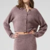 Cardigan en cachemire moelleux à motif gaufré - Gris champignon chiné