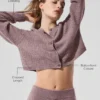 Cardigan en cachemire moelleux à motif gaufré - Gris champignon chiné