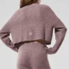 Cardigan en cachemire moelleux à motif gaufré - Gris champignon chiné