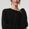Cardigan en cachemire moelleux à motif gaufré - Noir