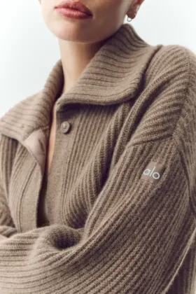 Cardigan long en cachemire Northstar – Alpine Cocoa Heather
