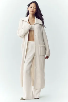 Cardigan long en cachemire Northstar - Ivoire