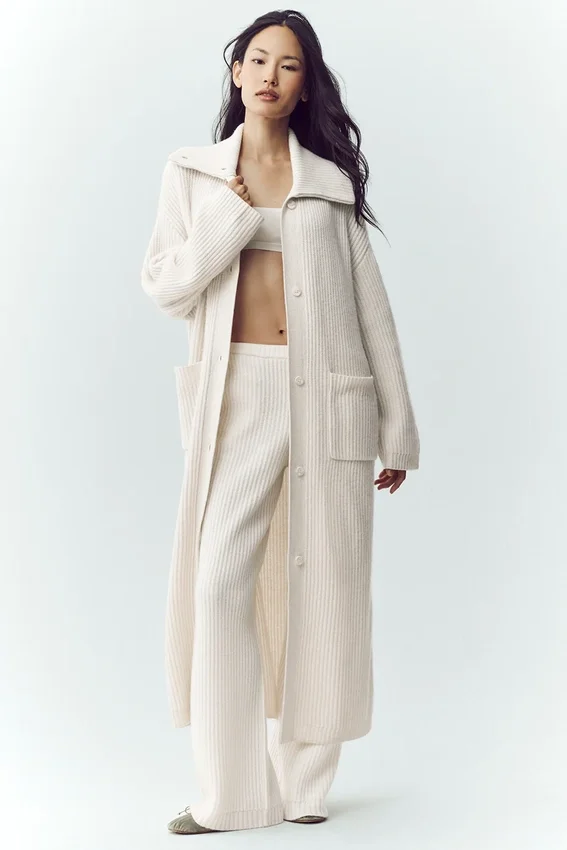 Cardigan long en cachemire Northstar - Ivoire