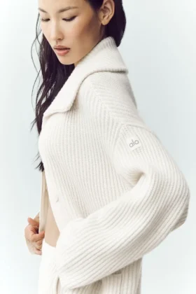 Cardigan long en cachemire Northstar – Ivoire