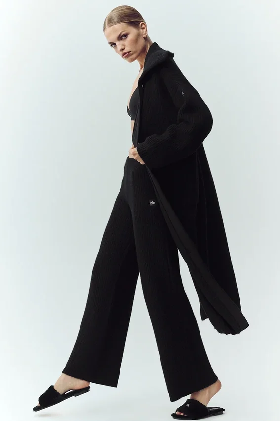 Cardigan long en cachemire Northstar - Noir