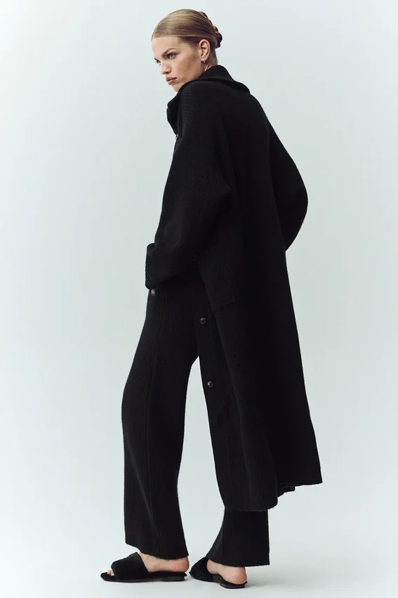 Cardigan long en cachemire Northstar - Noir