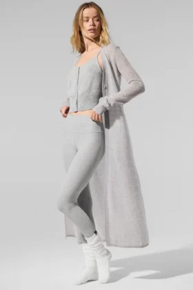 Cardigan long en cachemire transparent - Gris chiné athlétique