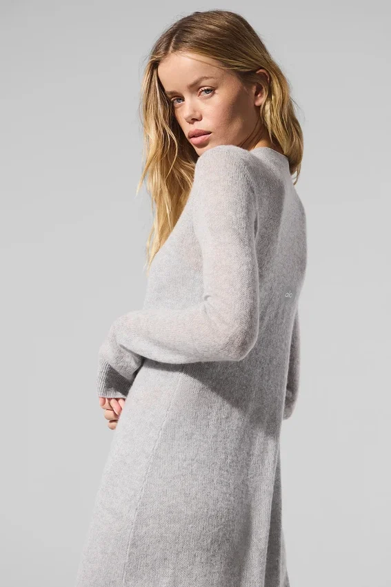 Cardigan long en cachemire transparent - Gris chiné athlétique