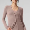 Cardigan long en cachemire transparent - Taupe