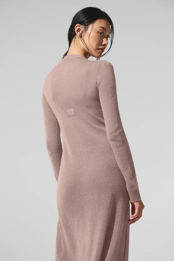 Cardigan long en cachemire transparent - Taupe