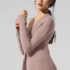 Cardigan long en cachemire transparent - Taupe