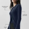Cardigan long en cachemire voilé - Bleu marine