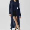 Cardigan long en cachemire voilé - Bleu marine