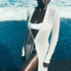 Cardigan long en cachemire voilé - Ivoire