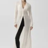 Cardigan long en cachemire voilé - Ivoire
