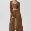 Cardigan long en cachemire voilé - Marron ensoleillé
