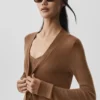 Cardigan long en cachemire voilé - Marron ensoleillé